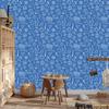 Wallpaper School Supplies Blue and Azure, Blue Background 50x1000