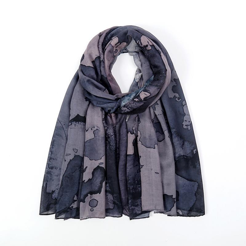 

New Women s Watercolor Hijab Scarf Bandana Headband Vintage Luxury Beach 180cm Long Handkerchief Bohemia Muslim Accessories 2024