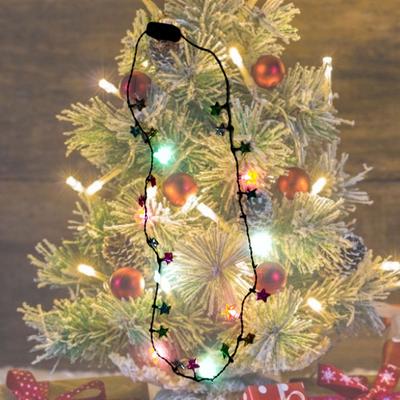 Three-dimensional LED Light Necklace Lighting Effect Colorful Christmas Star Light Necklace Decor for Festival