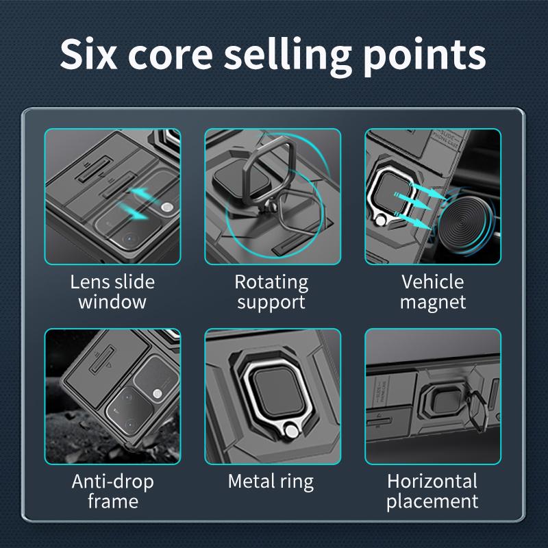 Pancerne Wstrząsoodporne Etui Dla Vivo V30 Pro Pokrowiec Ochronny Pierścień Magnetyczny Uchwyt Samochodowy Coque Fundas Capa