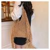 Women's Spring 2025 New Simple Hollow Woven Bohemian Tassels Tote Bag Casual Beach Vacation Style Single Shoulder Beach Bag