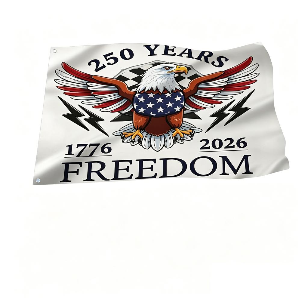 250 Years Commemorative Flag 3x5 Feet Durable Outdoor Banner Suitable for Various Weather Conditions with Reinforced Grommets and Double Stitching