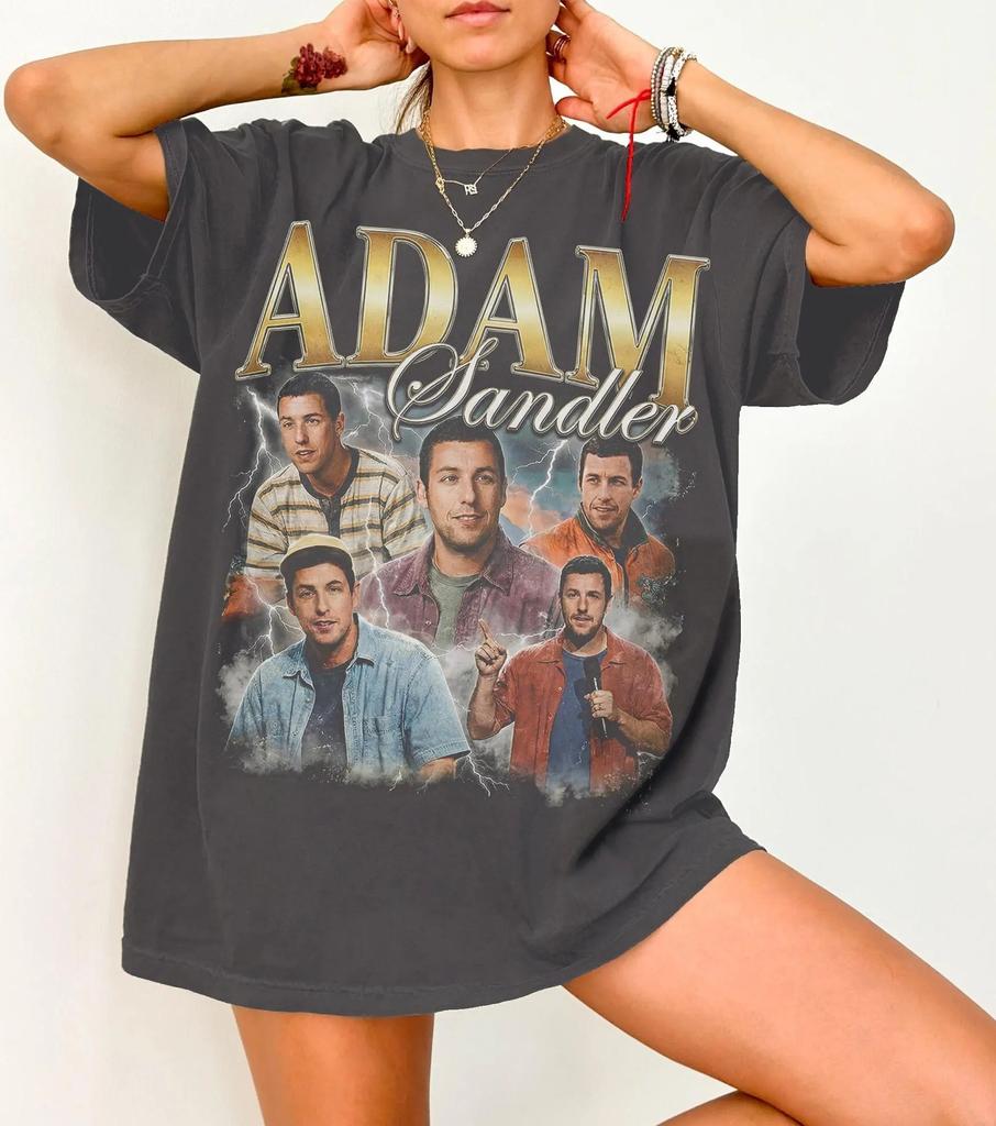 Adam Sandler Tshirts 90s Retro Pirated Style Tshirts Retro Actor Pattern Tshirts Fun Movie Merchandise Fan Gifts