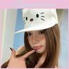 Baseball Delightful White Cap Women With Cute Cat Illustration Accessory Trendy