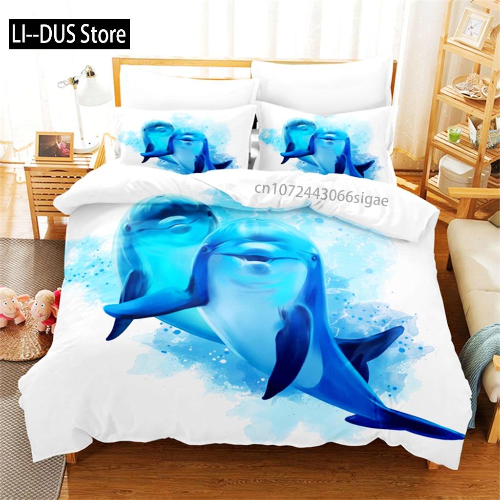

Comforter Blue Dolphin Design Bedding Set 3D Bedding Digital Printing Queen Size Bedding Set Fashion Design Comforter (quilt)-EU Single(135*200cm)3pcs