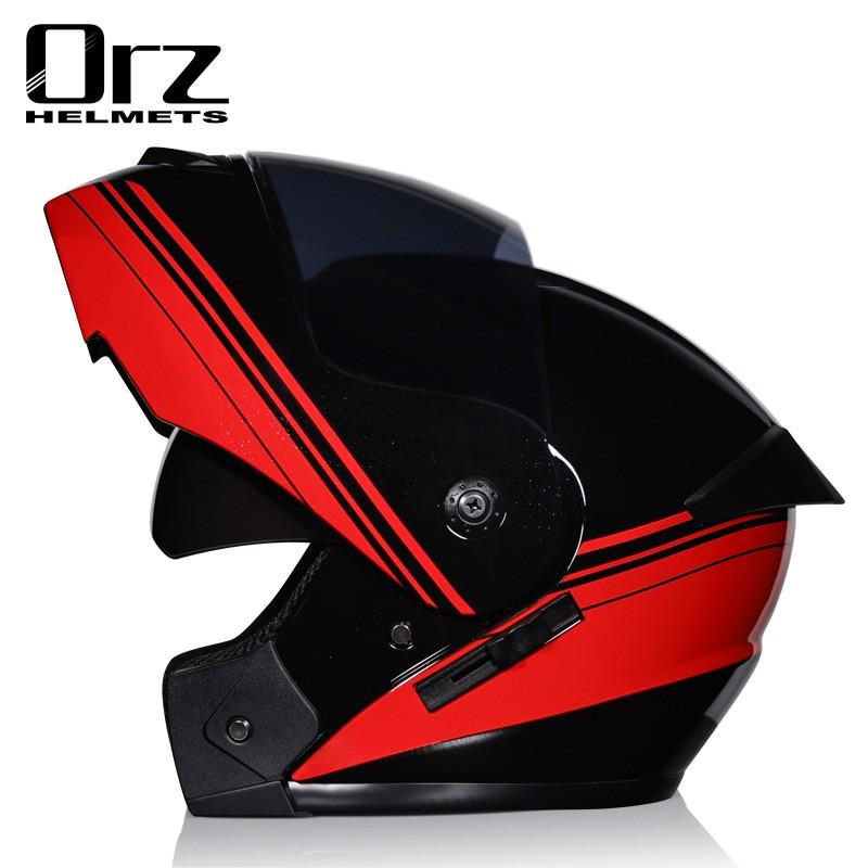 Dual Lens Flip-Up Full Face Motorcycle Helmet Men Women ABS Safety Gear Racing Street Riding