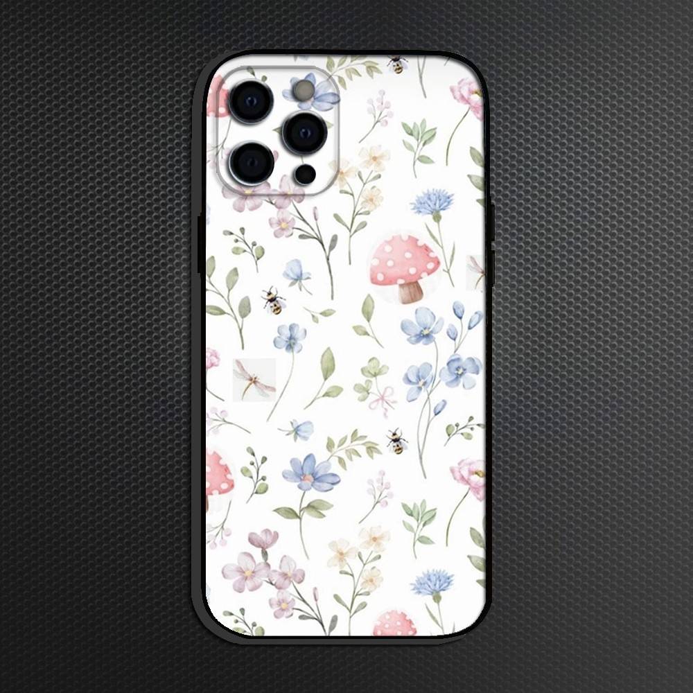 Small fresh watercolor floral pattern Phone Case For iPhone 16,15,14,13,12,11 Plus,Pro Max, Others Soft Black Cover