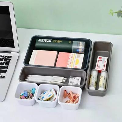 8pcs/set Storage Box Household Items Cosmetics Plastic Drawer Desktop Kitchen Seasoning Sorting Box Durable Healthy Material