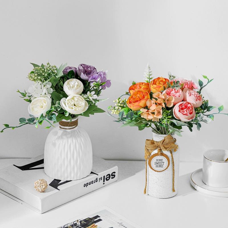 Wedding Simulation Bouquet Home Decoration Flower Simulation Rose Photography Bouquet Small Handle Flower Peony