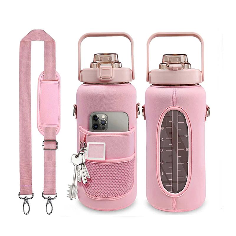 

Бутылка для воды с рукавом 2-литровая мотивационная бутылка для воды с соломинкой Бутылка для воды большой емкости Спортивная для кемпинга и туризма