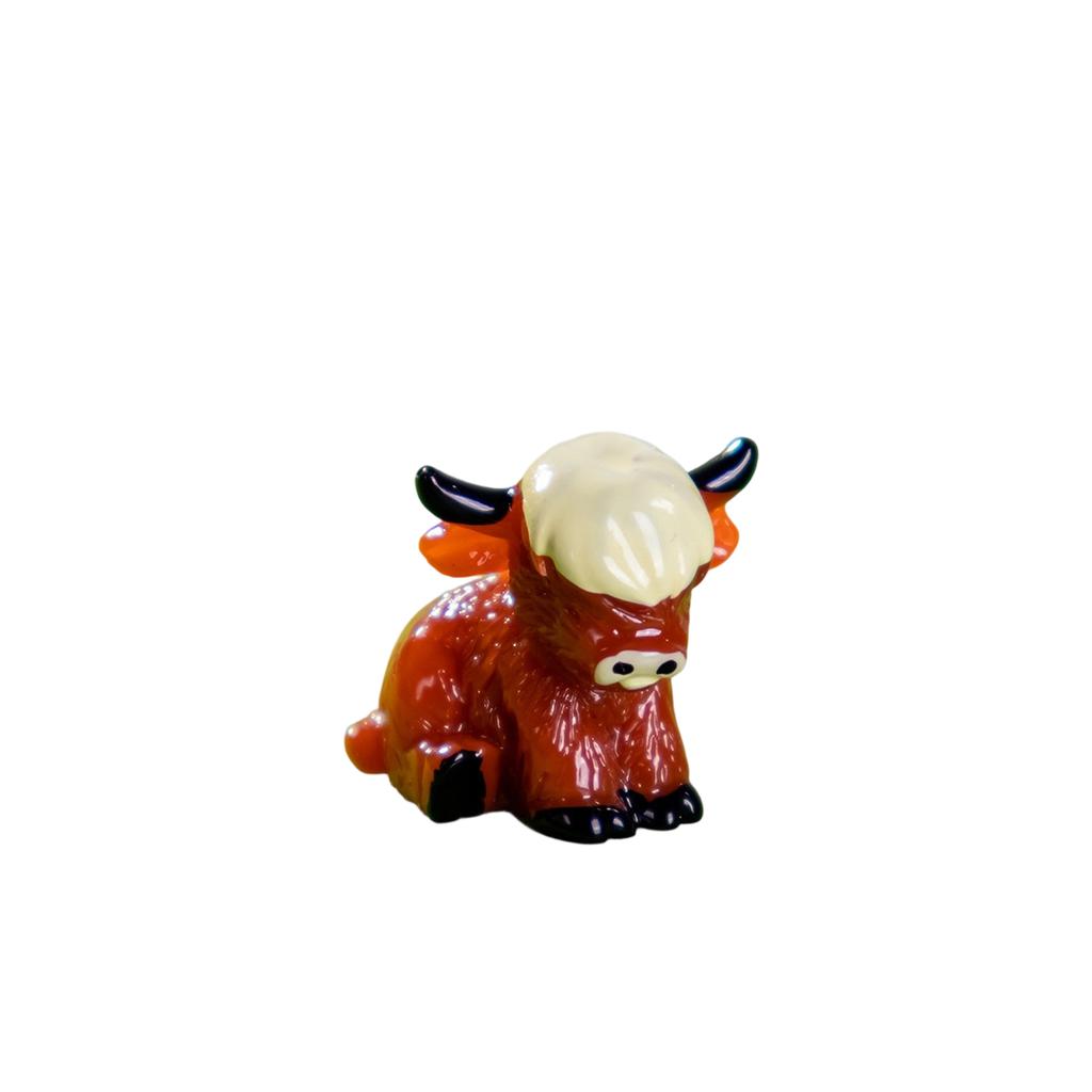 Cartoon Sitting Yak Figurine Resin Craft Home Desktop Car Ornament
