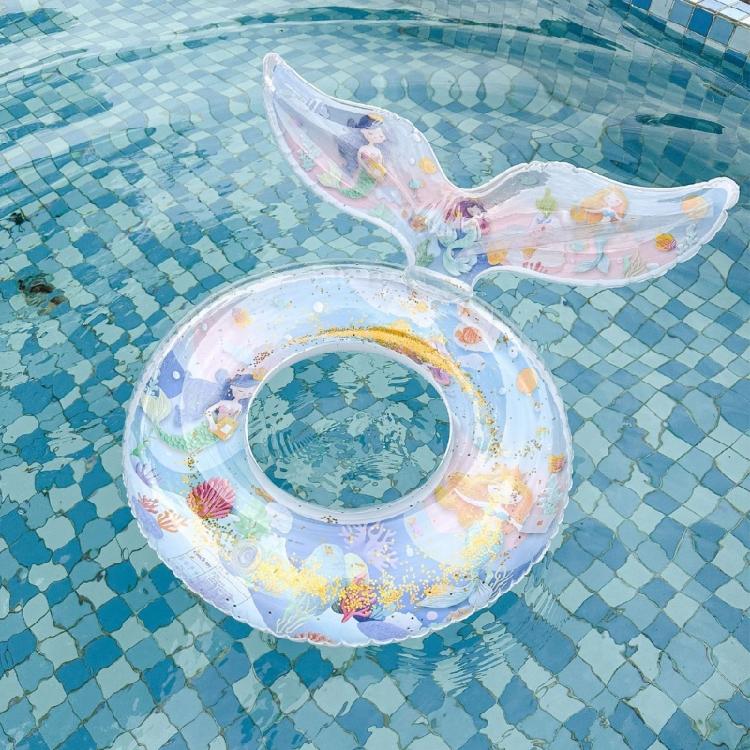 Children's Mermaids Inflatable Swimming Rings Floating Lifebuoys Water Toy for Beach and Water Fun