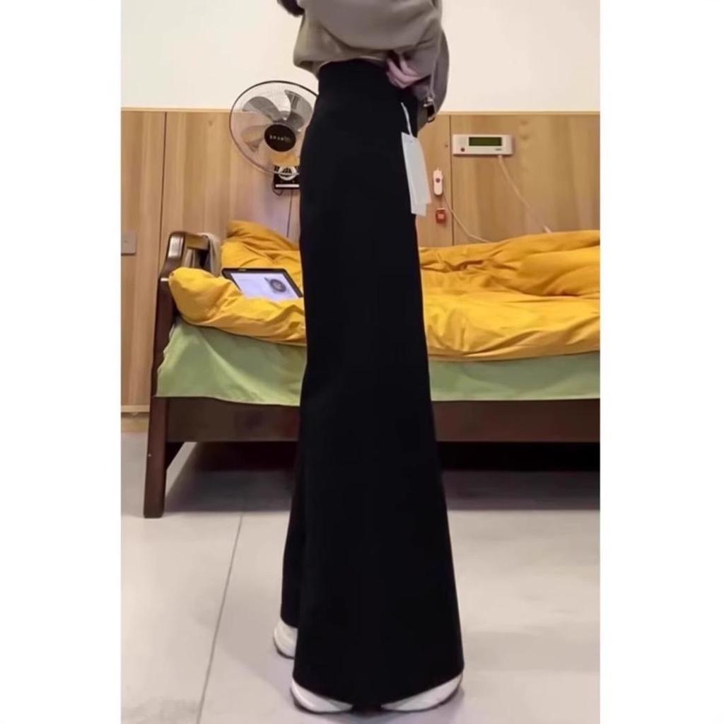 2025 Women's Flared Wide-Leg Jeans - Korean Trend, Autumn, Floor-Length