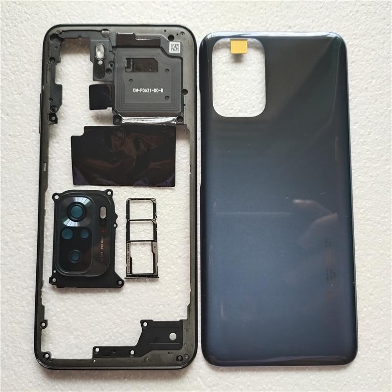 Full Housing For Xiaomi Redmi Note 10S Back Battery Cover Rear Middle Frame + Volume Button + Camera Glass + Sim Tray