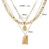[Deelfel] Women's Necklace, Pearl, Gold (18k), Figaro Chain, Christ, Jesus, Buddha Statue, Amulet, Triple Chain Necklace, Main Deity Pendant, Purifica