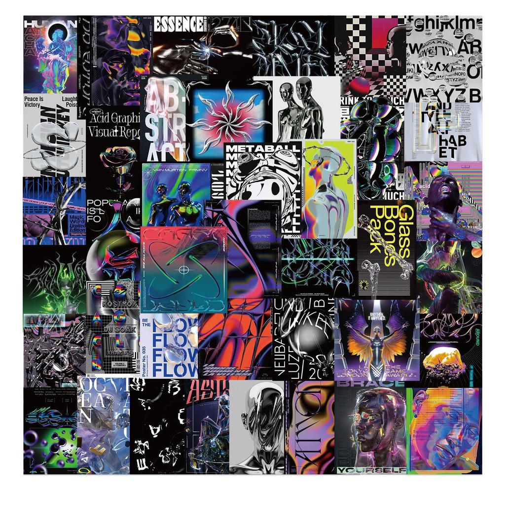 40 Harajuku Style Acidic Design Graffiti Stickers Personalized Decoration Motorcycle Suitcase Waterproof