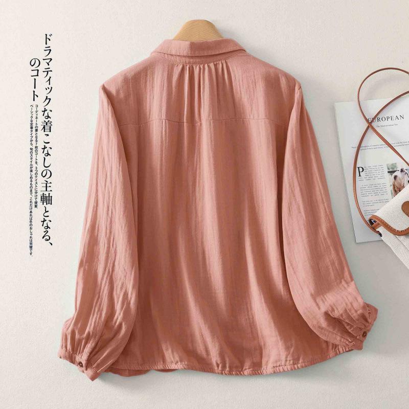 Women's Long Sleeve Double-Layer Cotton Gauze Shirt - Stylish Early Autumn Fashion 2025