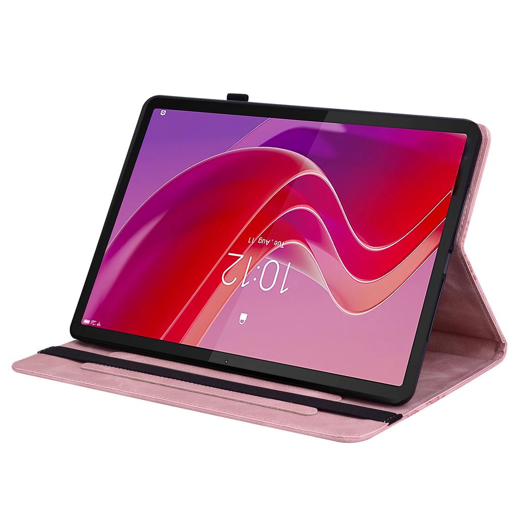 For Lenovo Tab M11 (TB-330FC)/Xiaoxin Pad 11 2024 (TB-331FC) Leather Case Heart Imprint Foldable Stand Card Slot Stylus Holder Tablet Cover