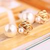 Women's White Pearl Gold-toned Ear Studs Earrings Bride Jewelry Gift Eardrop