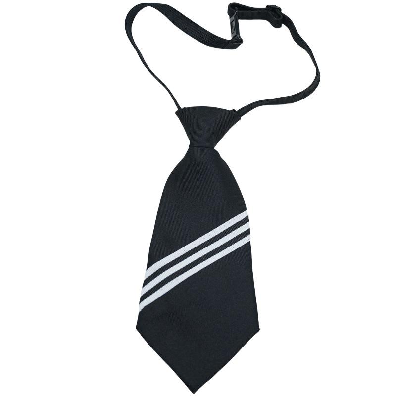 JK Women's No-Knot Black Stripe Academic Style Tie – Korean & Japanese School Uniform Accessory
