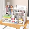 Mesh Pen Holder and Organizer Office Supplies with 7 Compartments, Desktop Organizer with Drawer, Metal Pen Holder for Desk
