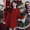 2025 Autumn/Winter Women's Korean Woolen Coat - Mid-Length Turtleneck Tie-Up Jacket, Black