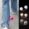 2 Stück Perlen-Jeansclips, Multifunktionale Schnalle zur Anpassung der Hosenlänge, Anti-Stepping & Anti-Exposure Modeaccessoires