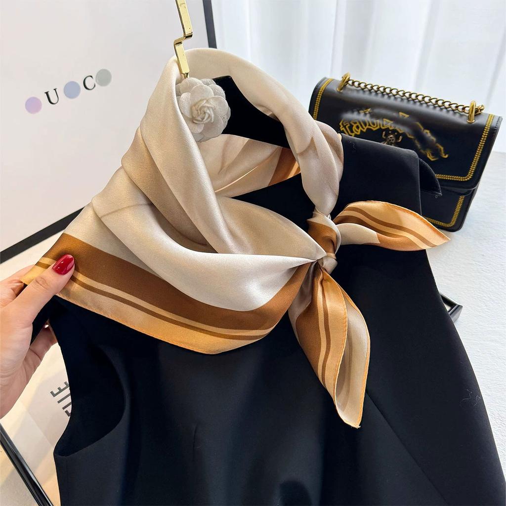 Fashion 100% Nature Real Silk Square Scarf Women Female Foualrd Neckerchief Summer Beach Scarves Shawl Bandana Hijab Pashmina