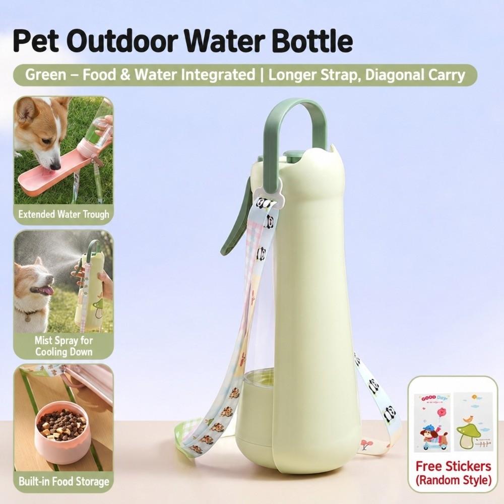 with Detachable Strap Pet Water Bottle 2-in-1 Pet Drinking Bottle Cute Pet Feeder  Pets Using