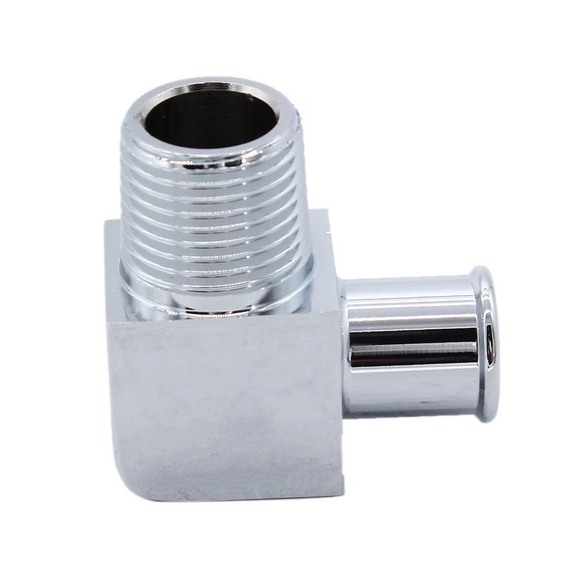 1pc 90 Deg Heater Hose Fitting 5/8" 1/2" Npt Hose Barb Chrome Billet Aluminum For Universal Water Pumps or Intake Manifolds