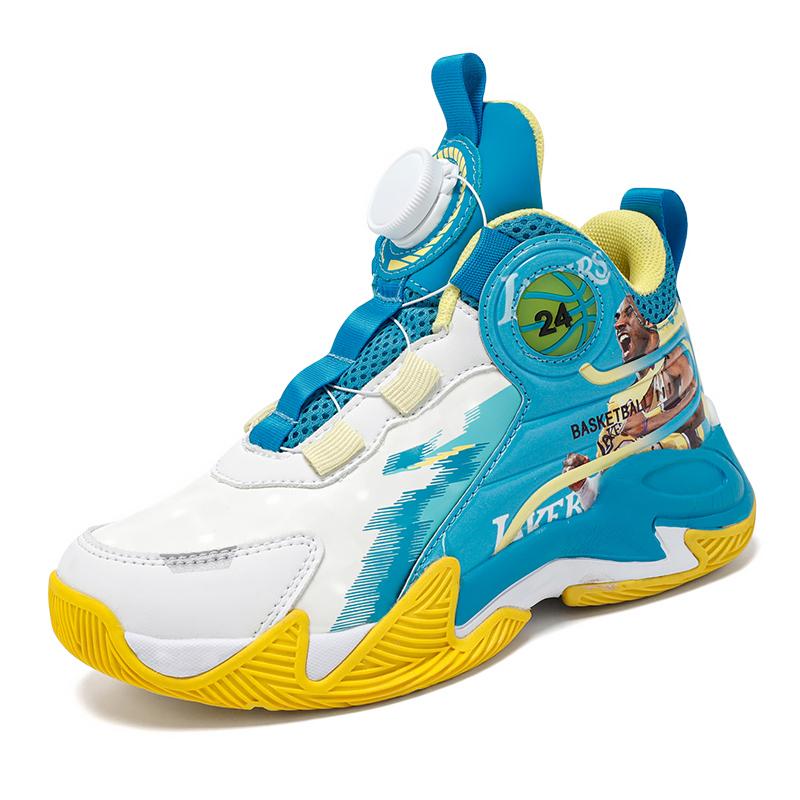 31-40 Dziecięce Duże Rozmiary Antypoślizgowe Odporne na Zużycie Modne Wysokie Buty do Koszykówki Trend Sportowy Buty Dziecięce