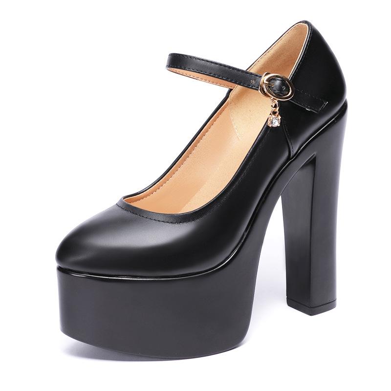 15cm Kleine Größe 32-43 Sexy Extreme Block Hohe Absätze Schuhe für Dress Model Party Hochzeit Flache Dicke Sohle Plateau Pumps