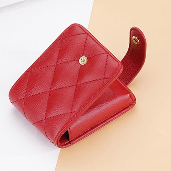 Women Lipstick Storage Bag with Mirror Faux Leather Solid Color Portable Mini Travel Women Makeup Lip Gloss Tint Stain Lacquer Organizer Case