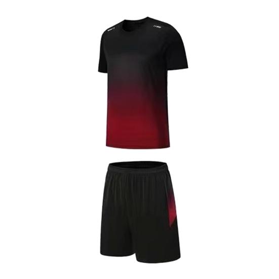 2Pcs/Set Men Summer Sportswear Crew Sleeve T-shirt Elastic Neck Short Waist Wide Leg Shorts Set Quick