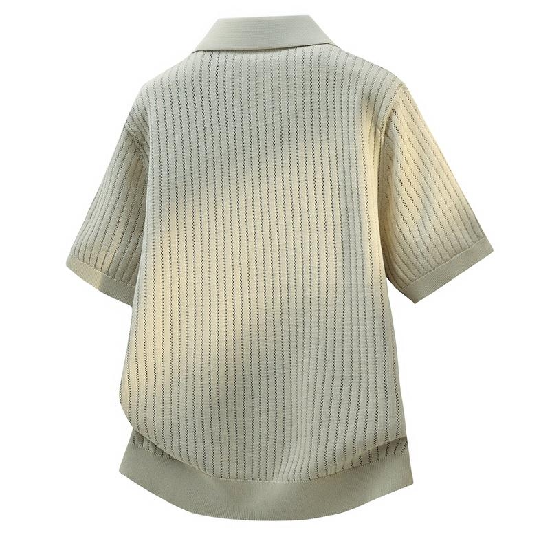 Maglione a Maniche Corte Polo con Collo a Revers