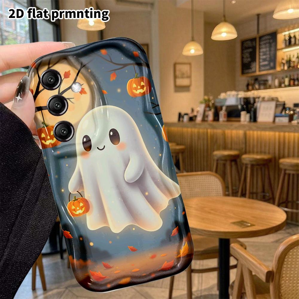 Phone Case: 2D Flat Samsung Galaxy A34 A35 M05 M06 S20 S22 S21 FE Plus 5G Protective Case, Holding a Pumpkin Lantern, Christmas and Halloween Gift