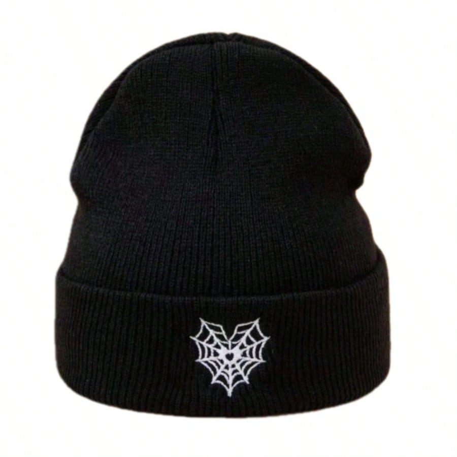 1pc unisex Winter Warm Skull Embroidery Knit Beanie Hat,Warm Outdoor Ski Cap Autumn Accessories,suitable for Halloween,Christmas