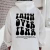 Faith Over Fear Christelijke Hoodie voor Dames Jezus Pullover Religieus Grafisch Sweatshirt Esthetische Top