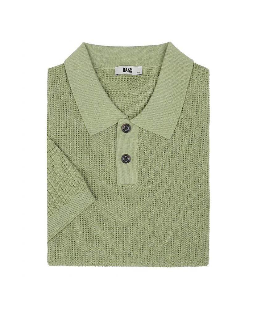 Dagseusyeocheu Cotton Blend Short Sleeve Collared Knit Green_Dls1Swts106E1