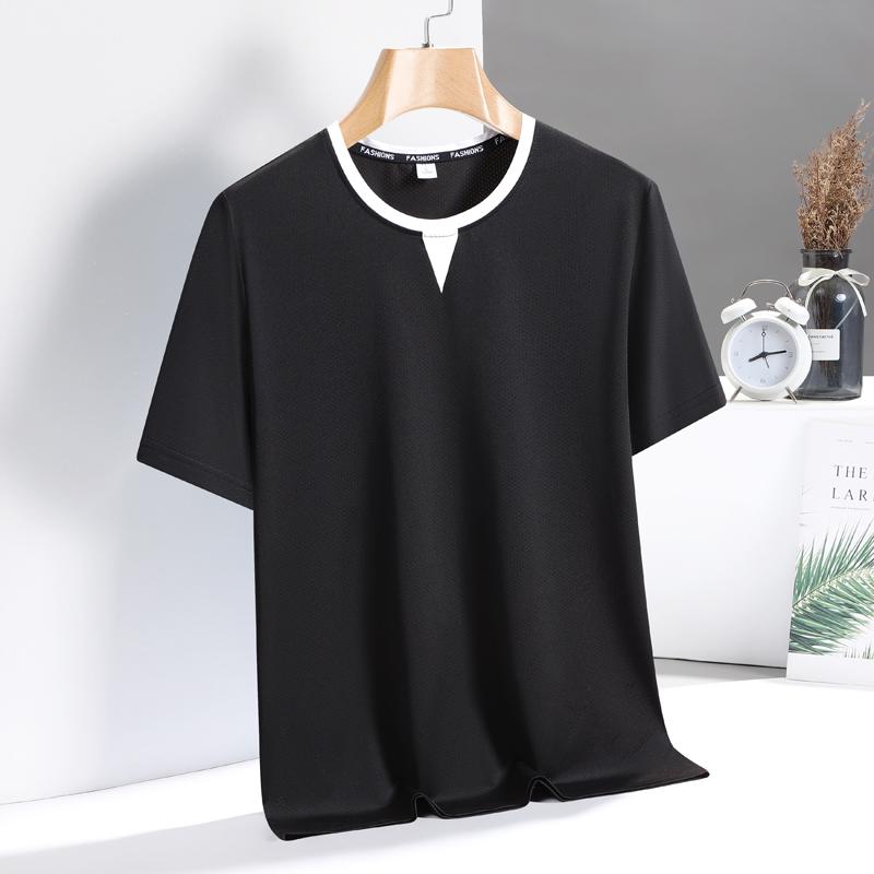 T-shirt Estiva Larga a Maniche Corte Monocolore da Uomo, T-shirt in Seta Ghiacciata