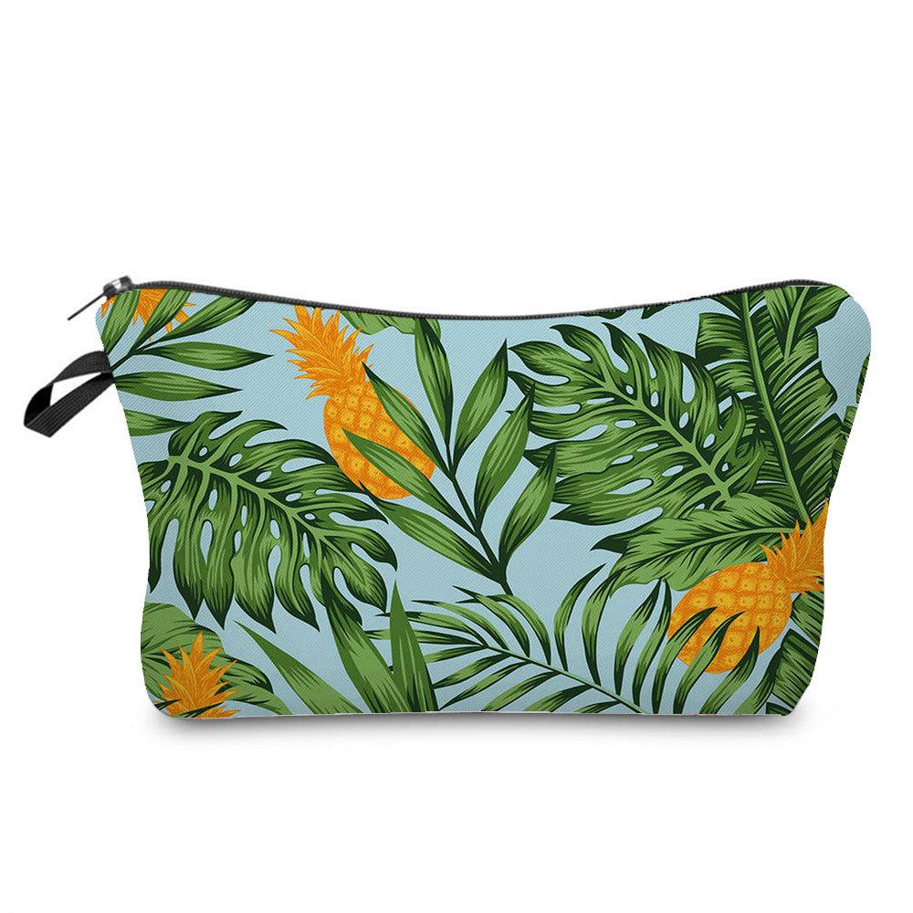 Damen Pflanzenmuster Kosmetiktasche Toilettenartikel Organizer Reiseaufbewahrungstasche 6871