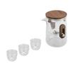 Glass Teapot Set with Cups Liner Storage Bag Small Capacity for Travel Non Leakage Spout
