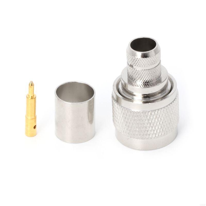

1 Set N Type Crimp Plug RF Connector Coaxial Converter Adapter For LMR400 RG8 Ca срібний