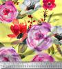 Soimoi Japan Crepe Satin Fabric Leaves,Poppy & Peony Flower Decor Fabric Printed Metre 42 Inch
