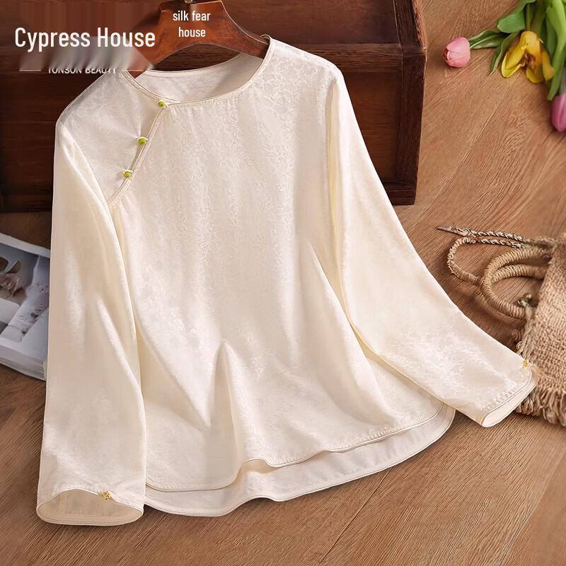 Cypress House Elegant New Chinese Style Round Neck Blouse M