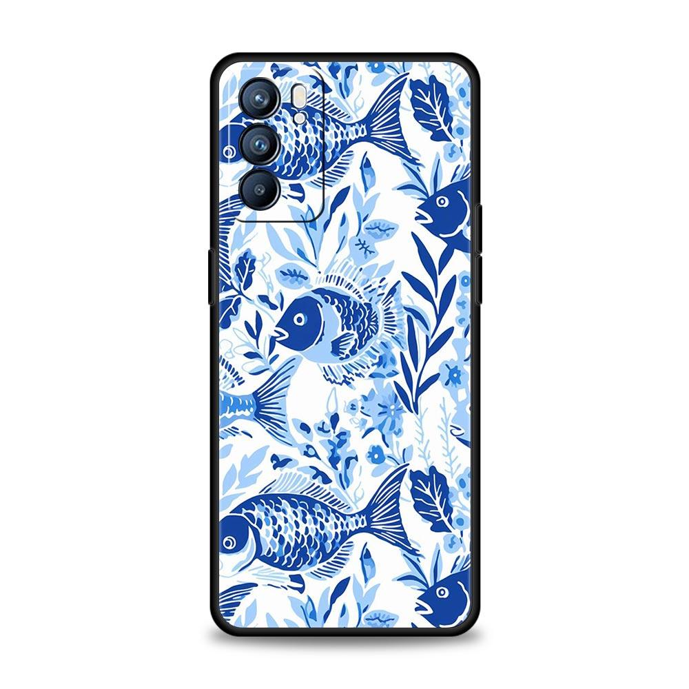 Blue Ocean Fish Phone Case For Oppo Reno 13 12 11 10 7 F Find X5 X6 A98 A80 A79 A78 A57 A54 A31 A17 Pro 5G Soft TPU Cover Capas