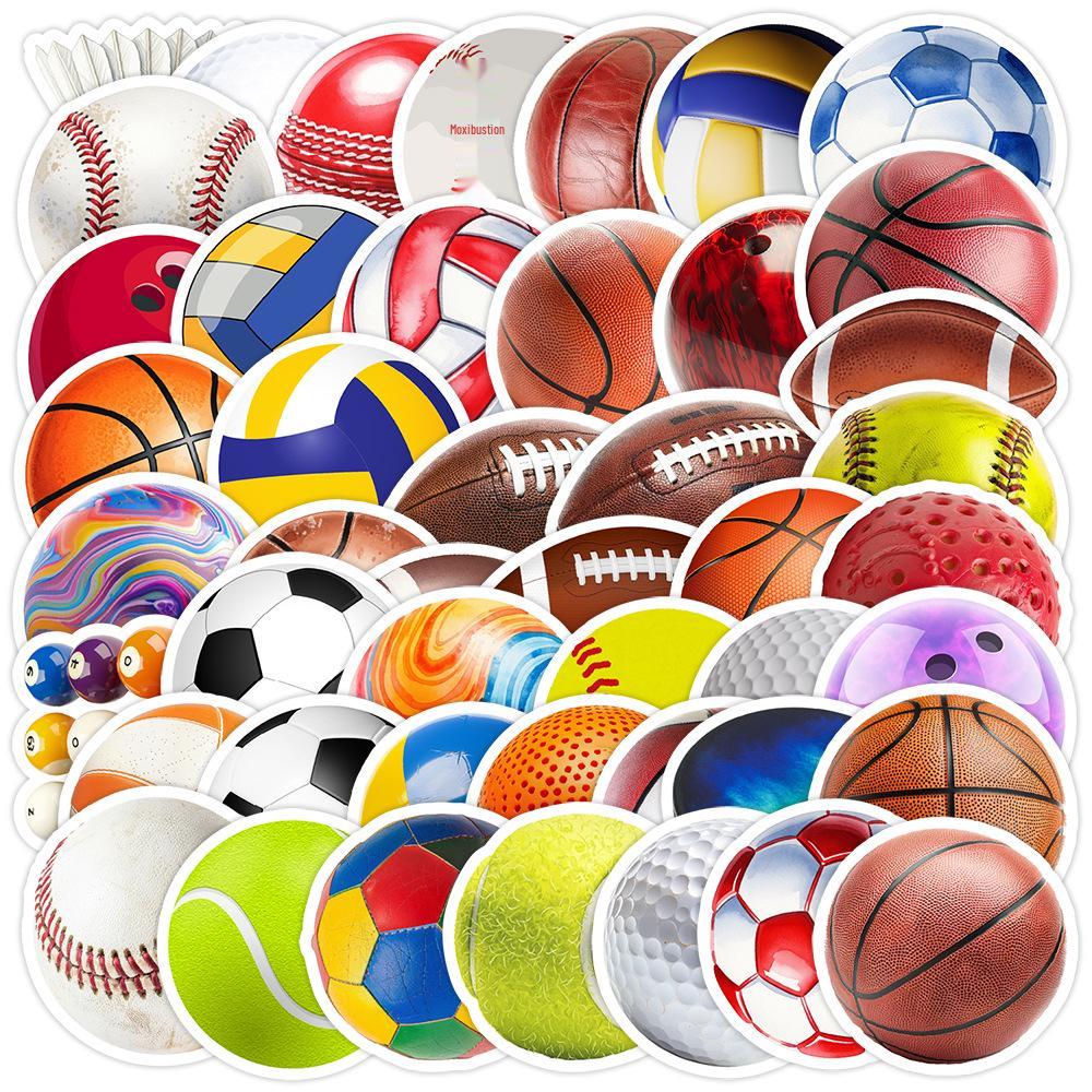 50 Mixed Sports Graffiti Stickers: Baseball, Football, Basketball - Waterproof and Decorative Decals