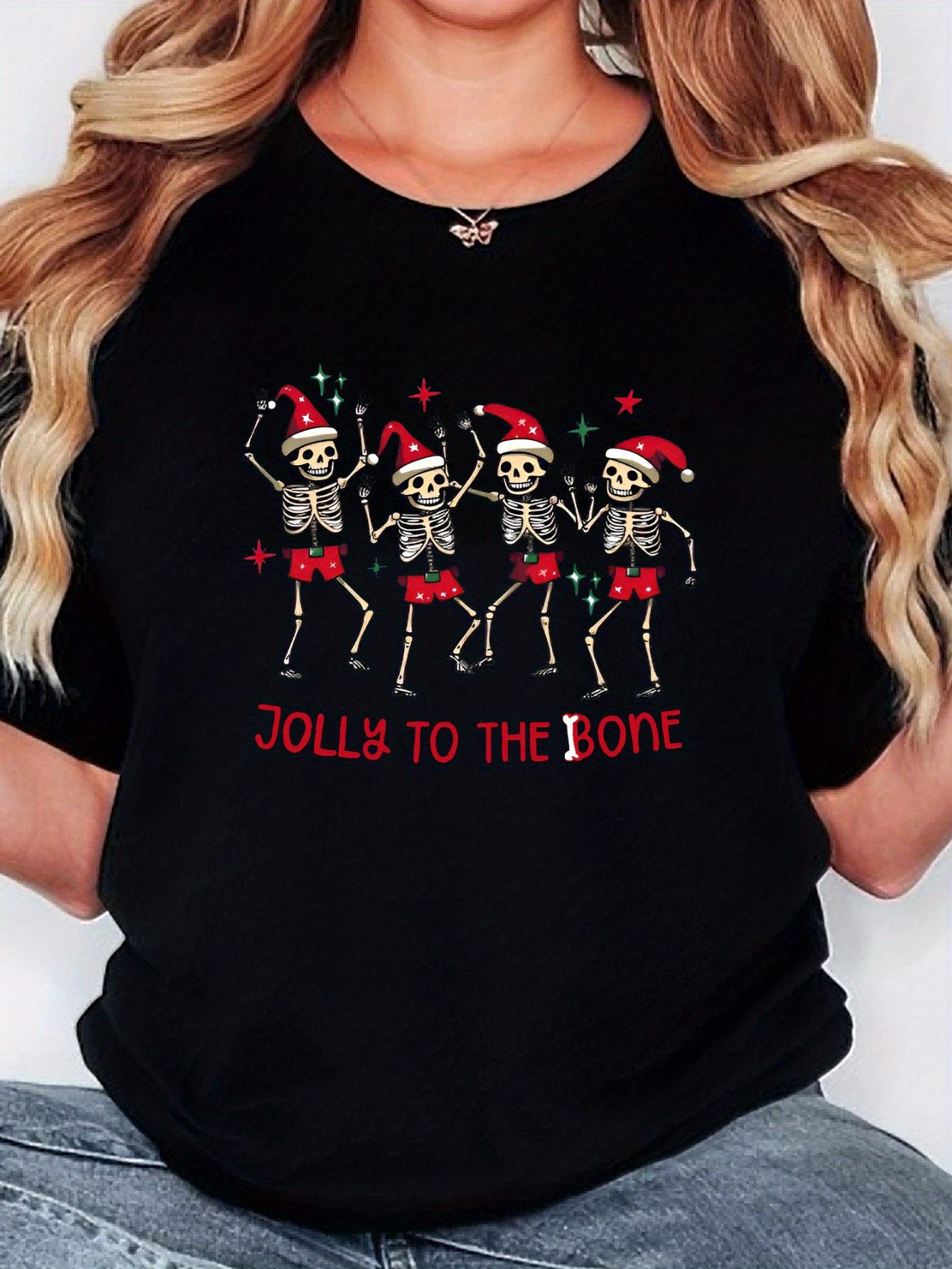 Jolly Skeleton Christmas T-shirt S