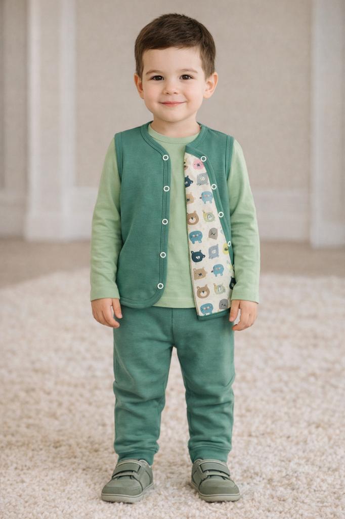 Cotton Vest 116 Sleeveless Jacket For Boys Basil