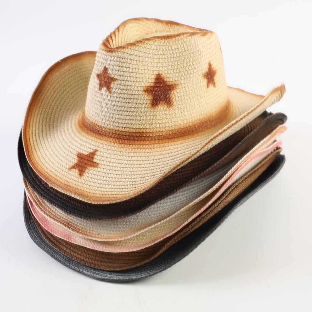 Popular Western Cowboy Straw Hat Men's and Women's Fashion Shade Straw Hat Classic Outdoor Western Cowboy Hat